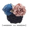 Women Hair Bun Cover Net Snood Hairnet Bowknot Decor Barrette Hair Clip Bow Ribbon Flower Hair Accessories For Stewardess Banks Hotels Restaurant Staff (Pink)