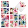 The Best Card Company - 10 Boxed Note Cards with Flowers - Blank Assorted Floral Notecards Bulk (4 x 5.12 Inch) - Lush Blooms M6591OCB