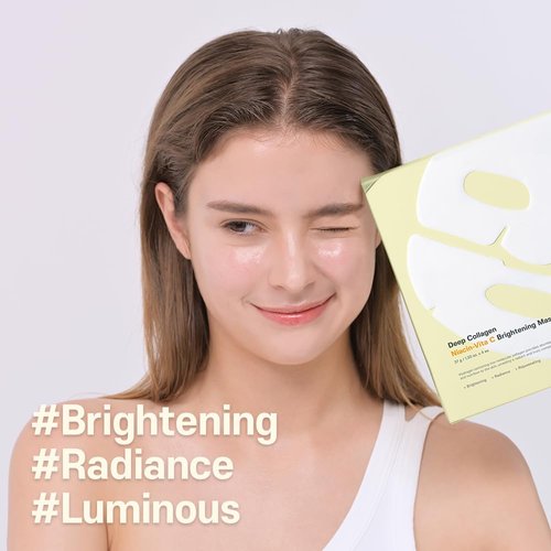 SUNGBOON EDITOR Deep Collagen Niacin-Vita C Brightening Overnight Mask 37gx4ea | The real collagen 2,160,000ppb | Facial Hydrogel Masks with low molecular weight collagen for elasticity and dark spot