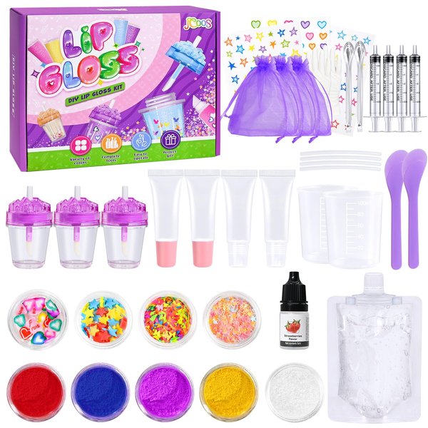 Lip Gloss Making Kit, JCOOS 41PCS Kids Lip Gloss for Girls lip Gloss Kit, Fun Diy Lip Gloss Making Kit Lip Gloss Making Supplies for Beginner, Lip Gloss Set Teen Girl Gifts Trendy Stuff Gifts for Kids