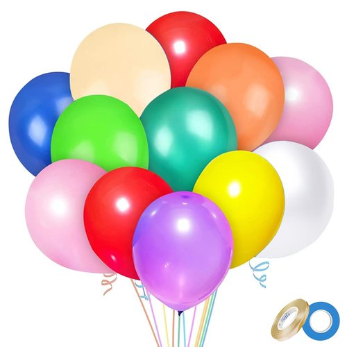 100 PCS Balloons Assorted Colors,12 Inches 10 Kinds of Rianbow Colorful Party Balloons Decorations, Latex Balloons for Kid's Birthday Party