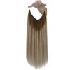 Fshine Wire Hair Extensions Human Hair Invisible Clip in Hair Extensions Brown to Ash Brown and Blonde Secret Headband Wire in Hair Extensions Invisible Hair Wire 12Inch 70g