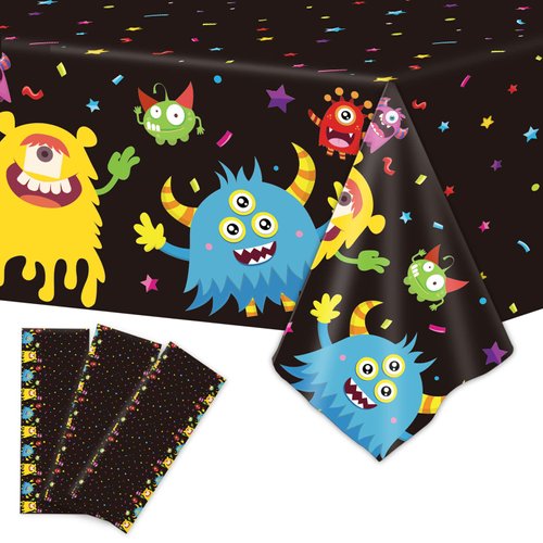 gisgfim 3 Pcs Monster Party Tablecloth Monster Party Supplies Color Monster Party Table Covers Birthday Party Decor Monster Themed 1st Birthday for Indoor and Outdoor Decorations 105 x 54 inch
