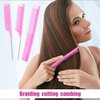 6 Pieces Parting Comb Rat Tail Hair Comb Cutting Comb Set Pintail Comb Carbon Fiber Teasing Comb Styling Comb with Stainless Steel Handle for Braids Salon Home Supplies (Pink)