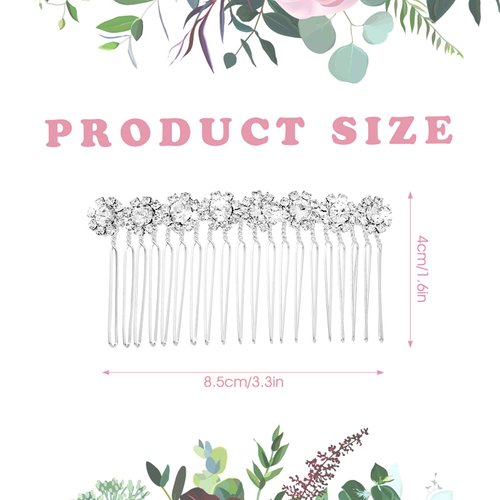 Lusofie 4Pcs Rhinestone Hair Combs Rhinestone Wedding Hair Pieces Hair Comb Bridal Hair Side Comb Hair Clips Crystal Hair Accessories for Women(Silver)