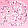 Konsait 96 PCS Breast Cancer Awareness Tattoos, Breast Cancer Ribbon Face Stickers Temporary Tattoos for Women Girls Hope Fight Breast Cancer Party Supplies Face Tattoo Accessories
