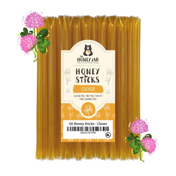 The Honey Jar Plain Raw Honey Sticks - Pure Honey Straws For Tea, Coffee, or a Healthy Treat - One Teaspoon of Flavored Honey Per Stick - Made In The USA with Real Honey - (50 Count)