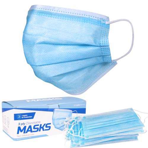 3 Ply ASTM Level 3 Face Masks (ASTM F2100-23) Disposable Face Mask Polution Air Quality Face Mask - 99% PFE - Medical Grade, Procedure Face Mask Ships from USA 50 Pack