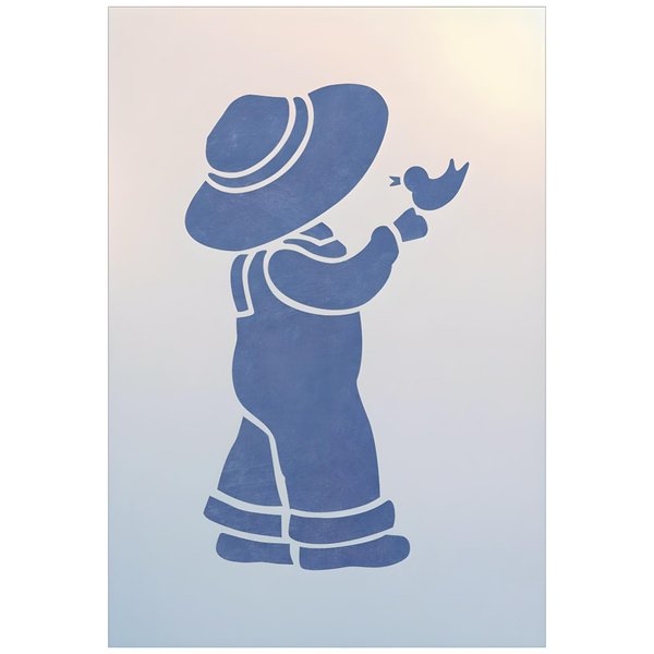 Overall Sam 4 Stencil - 3.6" x 6. Children Kids Drawing Sidewalk Chalk Washable Plastic Fun Art DIY Template Reusable Laser Cut Mylar Template for Painting Home Decor DIY Crafts - The Artful Stencil