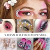Pearls for Nails, YAEISM 2000PCS Flatback Pearls Rhinestone Multi Size Pearls for Crafts AB Half Round Pearls with Pickup Pencil and Tweezer for Nail Art and DIY Decoration (Black)