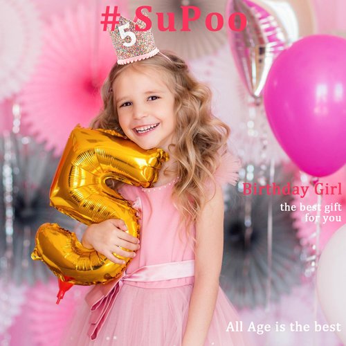 SuPoo 5th Birthday Decorations for Girl Sprinkle 5th Birthday Hat Headband Glitter Birthday Crown for Girls Princess Tiara with Elastic Band 5 Year Old Happy Birthday Party Cap Decorations Supplies