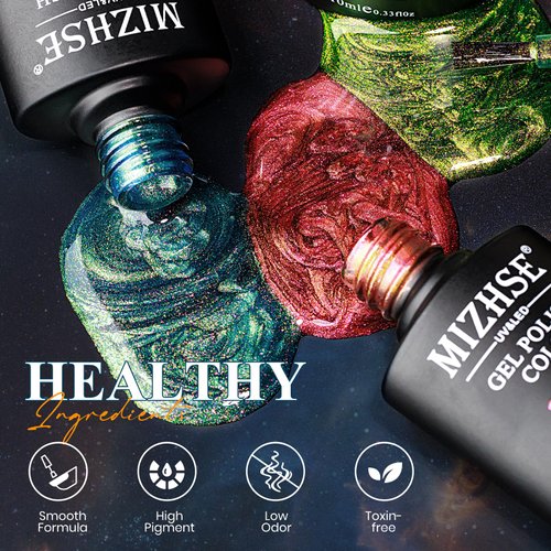 MIZHSE 9D Cat Eye Gel Nail Polish: Magnetic Gel Polish Set 10ml 6 Colors with 2 Magnet Sticks, Chameleon Magic Galaxy Shiny Effect Cateye Nail Gel Soak off Nail Art Gift for Ladies