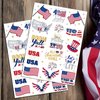 AOYOO Fourth of July Decorations Temporary Tattoos America Giltter Tattoos, USA Flag Let's get LIT All American girl Independence/Memorial Day Decorations, Red and Blue Patriotic Party Supplies