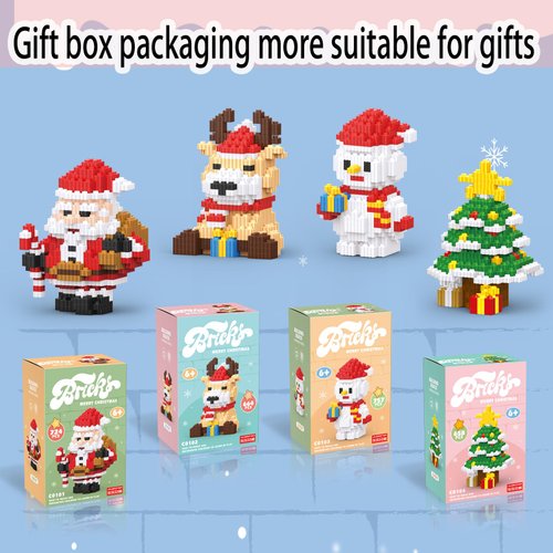 Hisgeru Christmas Building Blocks Deer Compatible with Lego Christmas Micro Blocks Stacking New Toys Holiday Present Box New Year Birthday Gifts for Kids 7 8 9 10 11 12 Years Old (Reindeer)