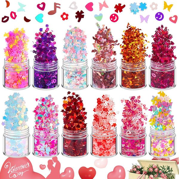 RoseFlower Holographic Chunky Glitter, Mix Multi Flakes Dreams Festival Cosmetic, Body Face Eye Hair Nail & Eyeshadow, Butterfly Decoration Perfect Halloween, Resin, Slime, Tumbler, Craft, Makeup