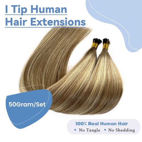 Remy I Tip Hair Extensions 20 Inch Silver Keratin Pre Bonded I Tip Human Hair Natural 50 Strands Invisible Micro Bead Hair 50Grams Real Human Hair Cold Fusion Silver I Tip Hair Extensions for Women