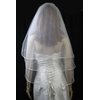 Bridal Veil Ivory 3 Tiers Fingertip Length Satin Cord Edge Scattered Rhinestones