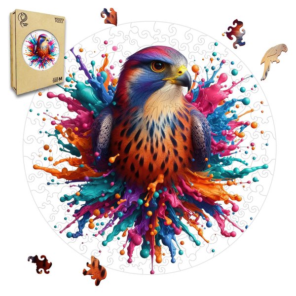NIUNIUAMY Wooden Puzzle, Falcon Pattern Art Painting, Adult Wooden Puzzle, Animal Pattern Wood Carving Puzzle Designed for Family and Friends, 11 * 11 inches, 200 Pieces (Medium)