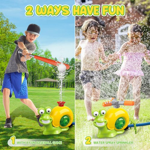 Outside Toys for Kids Ages 4-8, Water Sprinkler Baseball Toy for Kids,Toy for 4 Years Old Boy Girl, Backyard Toys for Kids Ages 4-8 3 4 5 6 7 8 Years Old, Baseball Water Sprinkler