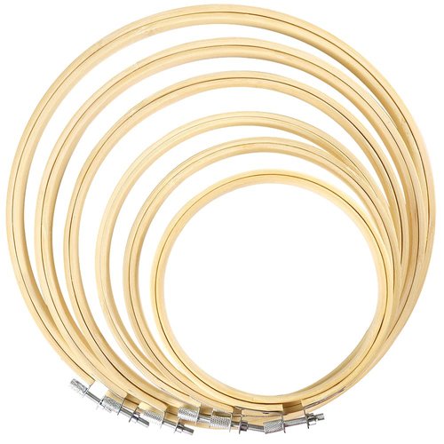 Caydo 6 Pieces Embroidery Hoop Set Bamboo Circle Cross Stitch Hoop Ring 4 inch to 10 inch for Embroidery and Cross Stitch