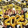 Yoidsan New Years Eve Party Supplies 2025 Happy New Year Decorations, 66Pcs New Years Kit with New Year Banner, Fringe Curtains, Foil Balloons, Happy New Year Hanging Swirls for Happy NYE