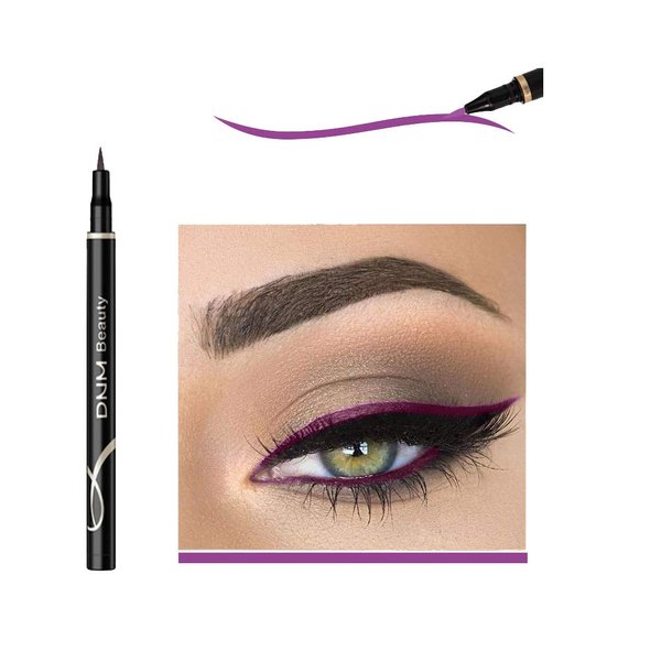 DNM Cat Eye Makeup Waterproof Neon Colorful Liquid Eyeliner Pen Make Up Comestics Long-lasting Black Eye Liner Pencil Makeup Tools (purple)