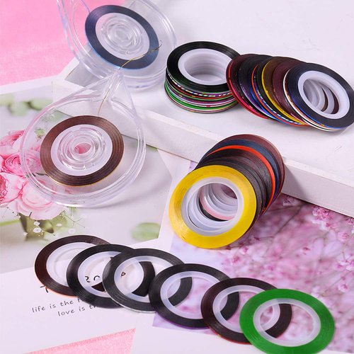 30 Colors Nail Striping Tape Line 2 PCS Nail Tape Dispensers Tape Roller Dispenser Striping Tape Line Nail Art Tools Nail Art Decoration Stickers Kit DIY Nail Tip for Women Girls Manicure Tips Decor