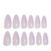 24Pcs Chrome Press on Nails Medium Long Almond Fake Nails Pink Glazed Glossy Designs Full Cover Stick on Nails with Glue Reusable Artificial Acrylic False Nails for Women Manicure Decorations Tips
