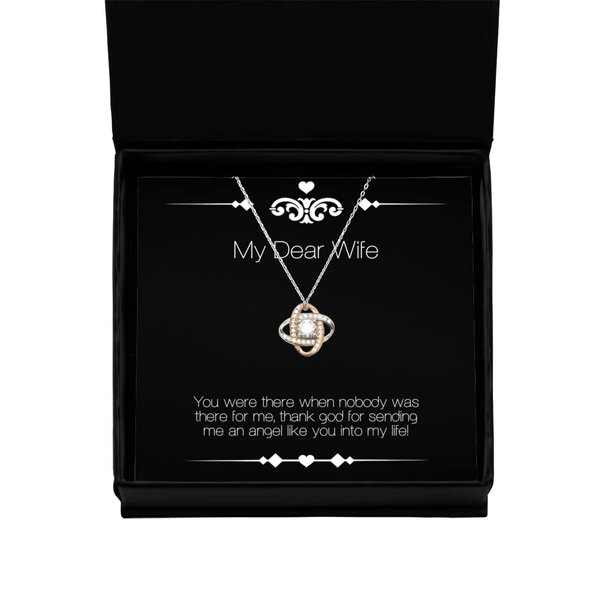 Game On Novelties You were There When Nobody was There for me, Thank god for! Wife Love Knot Rose Gold Necklace, Reusable Wife Gifts, for Wife