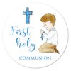 Blue First Holy Communion Stickers, 2 Inch Boy Religious Favor Stickers Labels 40-Pack