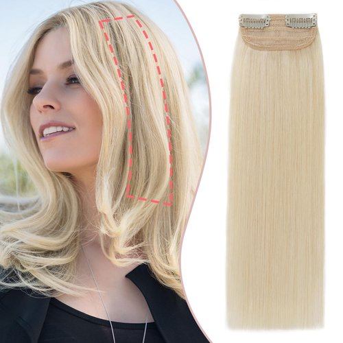 Rich Choices Clip in Human Hair Extensions for Short Hair 8 Inch Platinum Blonde Invisible Mini Clip in Short Hair Pieces Clip in Mini Real Human Hairpiece For Thinning Hair For Men Women