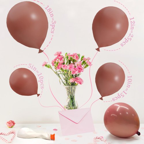 Double Stuffed Dusty Pink Balloon Arch, Double Pink Balloons Different Sizes 18/12/10/5 Inch,Pastel Blush Pink Balloons Garland for Boho Party, Baby Shower, Birthday, Weddings(Light Rosewood)