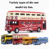 OTONOPI Bus Toys Pull Back School Bus Double Decker London Vehicles City Sightseeing Tour Bus Die Cast Metal Toy Cars Friction Powered Play Vehicle Toy Set for Kids 4 Pack