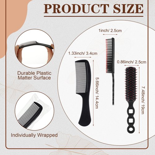 SiliFine 24 Pcs Hair Brush Combs Set in Bulk for Homeless Individually Wrapped Curly Thick Long Smoothing Hair Brush Detangling Hairbrush for Women Kids Hotel Homeless Nursing Charity