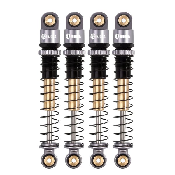 INJORA 43mm Aluminum Shocks Threaded Tele Shock Absorber Damper for 1/24 RC Crawler Car Axial SCX24 AXI90081 Deadbolt Micro Crawler(Grey)