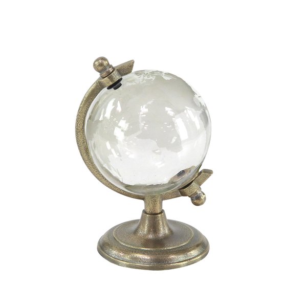 Deco 79 Aluminum Globe with Tiered Base, 6" x 6" x 9", Bronze