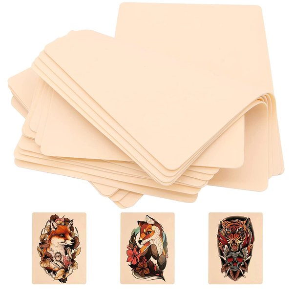 Blank Tattoo Practice Skins - Lyuxzad 10 Sheets Tattoo Skin Practice 7.4x5.6" Double Sides Fake Skin Tattooing Microblading Eyebrow Lip Practice Skin for Beginners and Experienced Artists (10pcs)