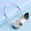 Iaceble Boho Silver Leaf Hair Tie Hairband Ponytail Holder Hair Rope Minimalist Leaf Hair Band Rope Metal Feather Hair Scrunchies Hair Tie Decorative Hair Accessories for Women and Girl Headdress