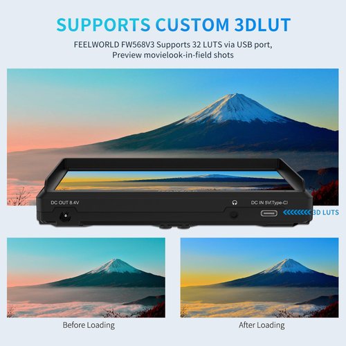 FEELWORLD FW568 V3 6 inch DSLR Camera Field Monitor with F550 Battery 2200mAh and Carry Bag, Waveform LUTs Video Peaking Focus Assist 1920x1080 IPS 4K HDMI 8.4V DC Input Output