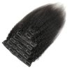 Kinky Straight Clip In Hair Extensions for Black Women Real Human Hair Coarse Yaki Clip Ins Hair Extensions, Brazilian Remy Kinky Straight Clip ins Hair Natural Black 7Pcs 100Gram/Pack (18 Inch)