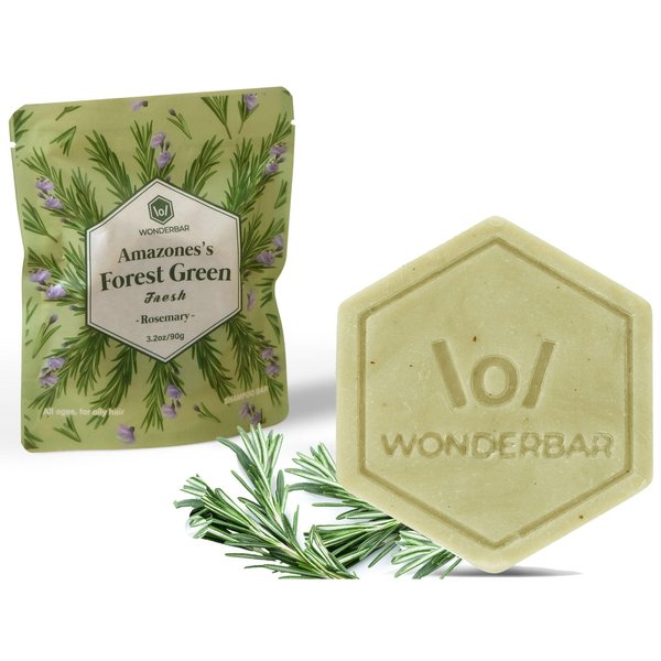 WONDERBAR101 Oily Hair and Oily Scalp Dandruff Shampoo Bar – plant-based, pH balanced, Eco-friendly, Plastic Free Packagig. (Rosemary)