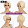 DÉBUT Human Hair Pixie Wig Side Part Lace Front Wigs with Side Fringe Swept Bangs Short Pixie Cut Wig 613 Color