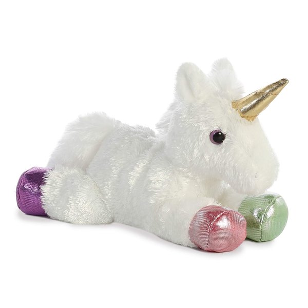 Aurora® Adorable Mini Flopsie™ Prism Unicorn™ Stuffed Animal - Playful Ease - Timeless Companions - White 8 Inches