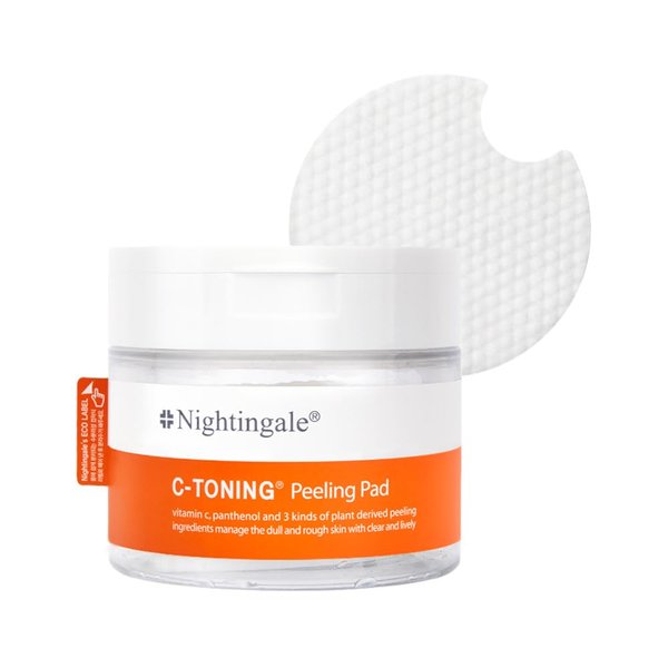 Nightingale C-toning Peeling Pads with Vitamin Complex + AHA∙BHA∙PHA + Niacinamide, Exfoliating Peel Pads, Sebum Care, Improve Skin Texture, Hypoallergenic, Vegan Pads, korean skin care