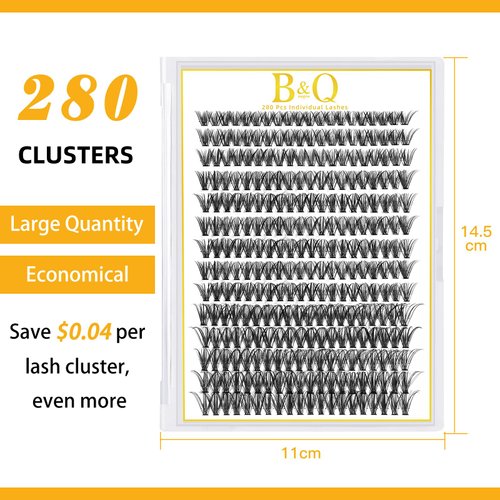 Lash Clusters 40D-D-9-16MIX 280 Clusters False Eyelash 20D 30D 40D Individual Lashes Cluster DIY Eyelash Extensions at Home (40D-D,9-16MIX)