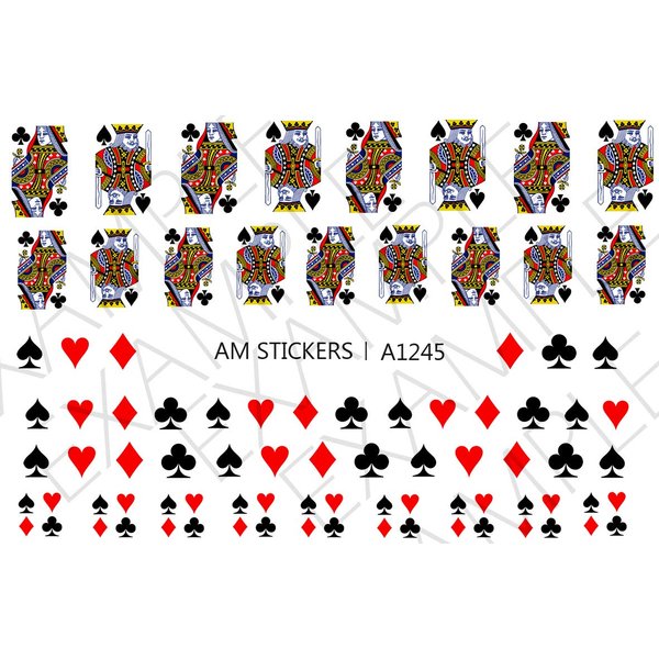 Playing Cards Vegas Water Nail Art Transfers Stickers Decals - Set of 60 - A1245