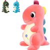 NUGEMS Dinosaur Plushies Toys Dino for Toddlers 16 in. Cute Stuffed Animal Soft Plush Birthday Gifts for Kids, Teens Adults (Pink)