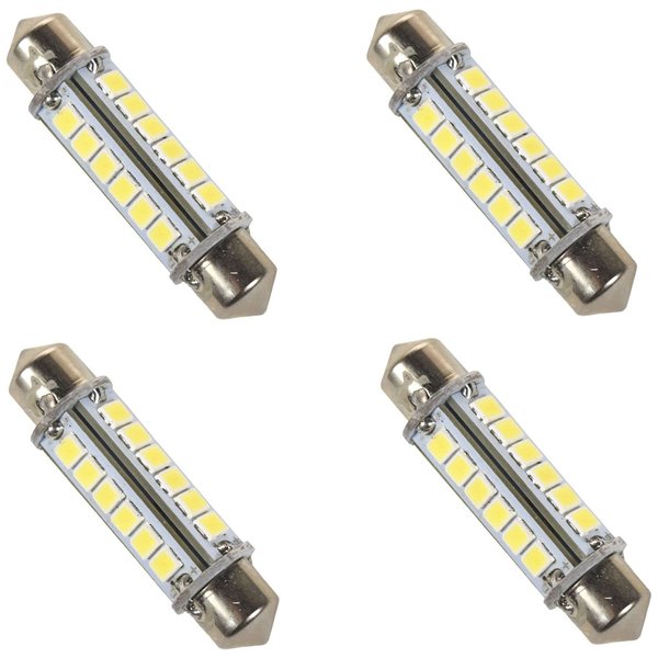 HQRP 4-Pack 41mm Festoon 24 LEDs SMD 2835 LED Bulb Cool White 360 deg for #211-2#212-2#214-2 RV Interior/Porch Lights Replacement