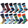 WeciBor Men's Dress Colorful Geometry Striped Casual Combed Cotton Crew Socks 12 Packs