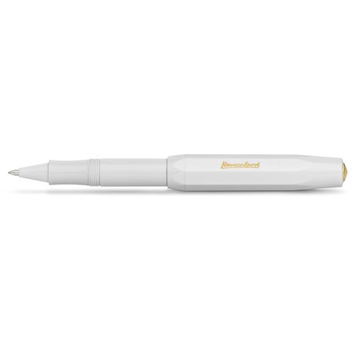 Kaweco CLASSIC SPORT White Gel Ballpoint Pen with 0.7 mm Rollerball Pen Refill for Left-Handed and Right-Handed Users in Classic Design with Ceramic Ball I Gel Roller 13.5 cm